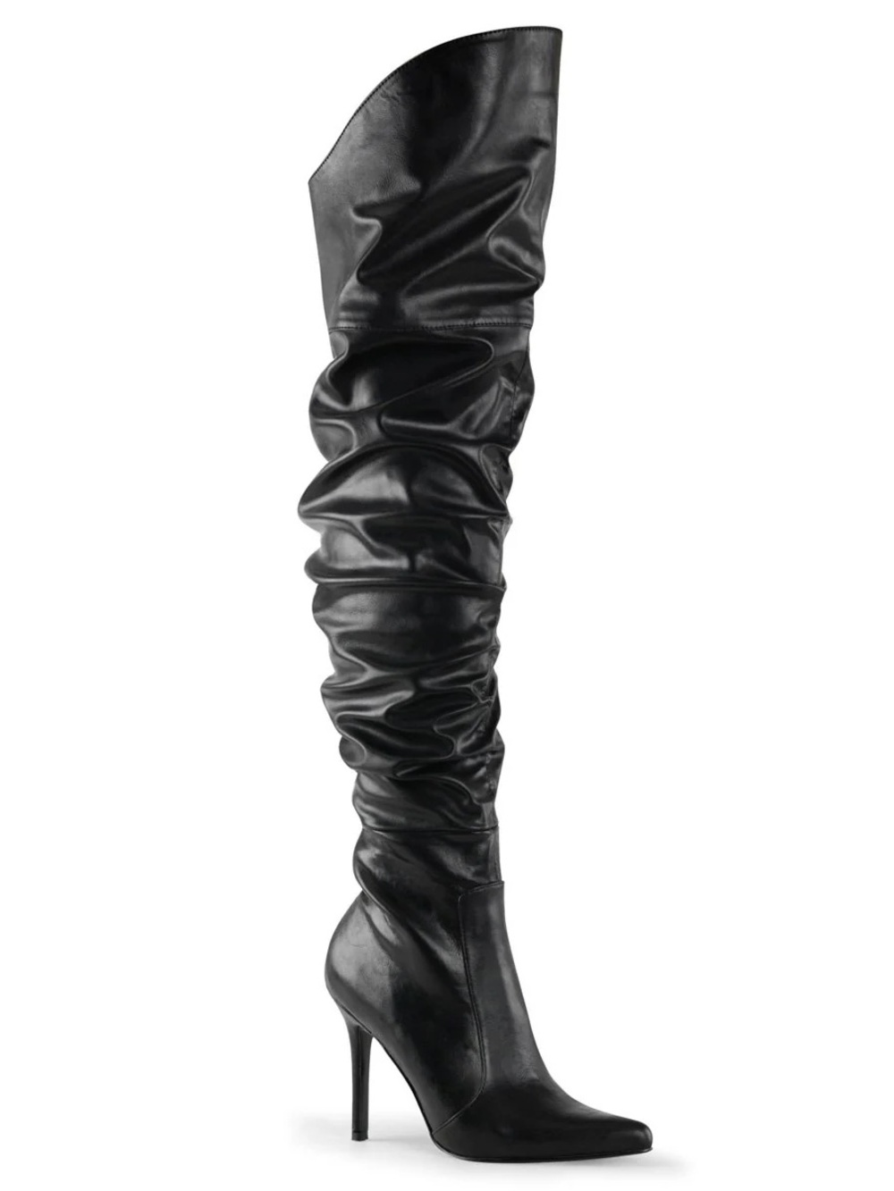 Pleaser Classique-3011 Black Over-the-Knee Slouch Stiletto Boot